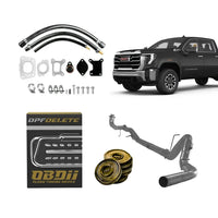 Best L5P delete kit with downpipe-back exhaust, block-off plates, hoses, gaskets, OBD2 tuner and L5P E41 ECU unlock kit.